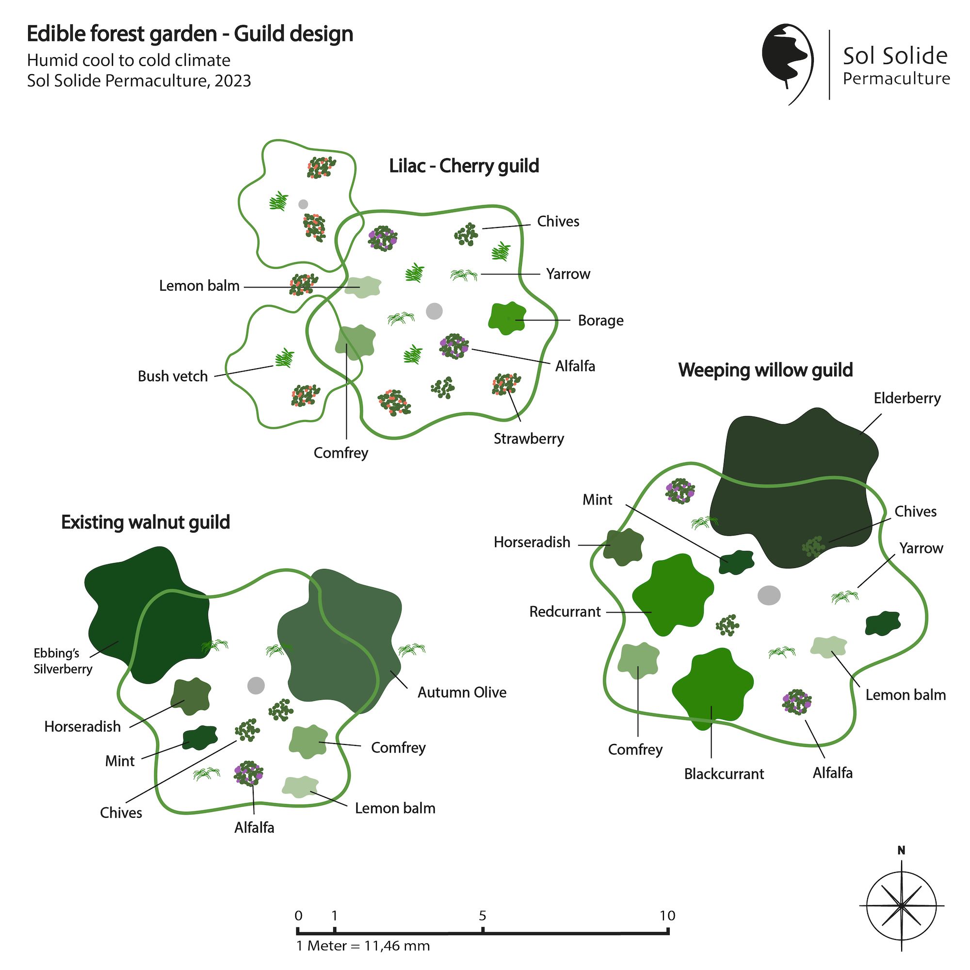 Gilde map voor een eetbare bostuin, gemaakt door Sol Solide Permacultuur