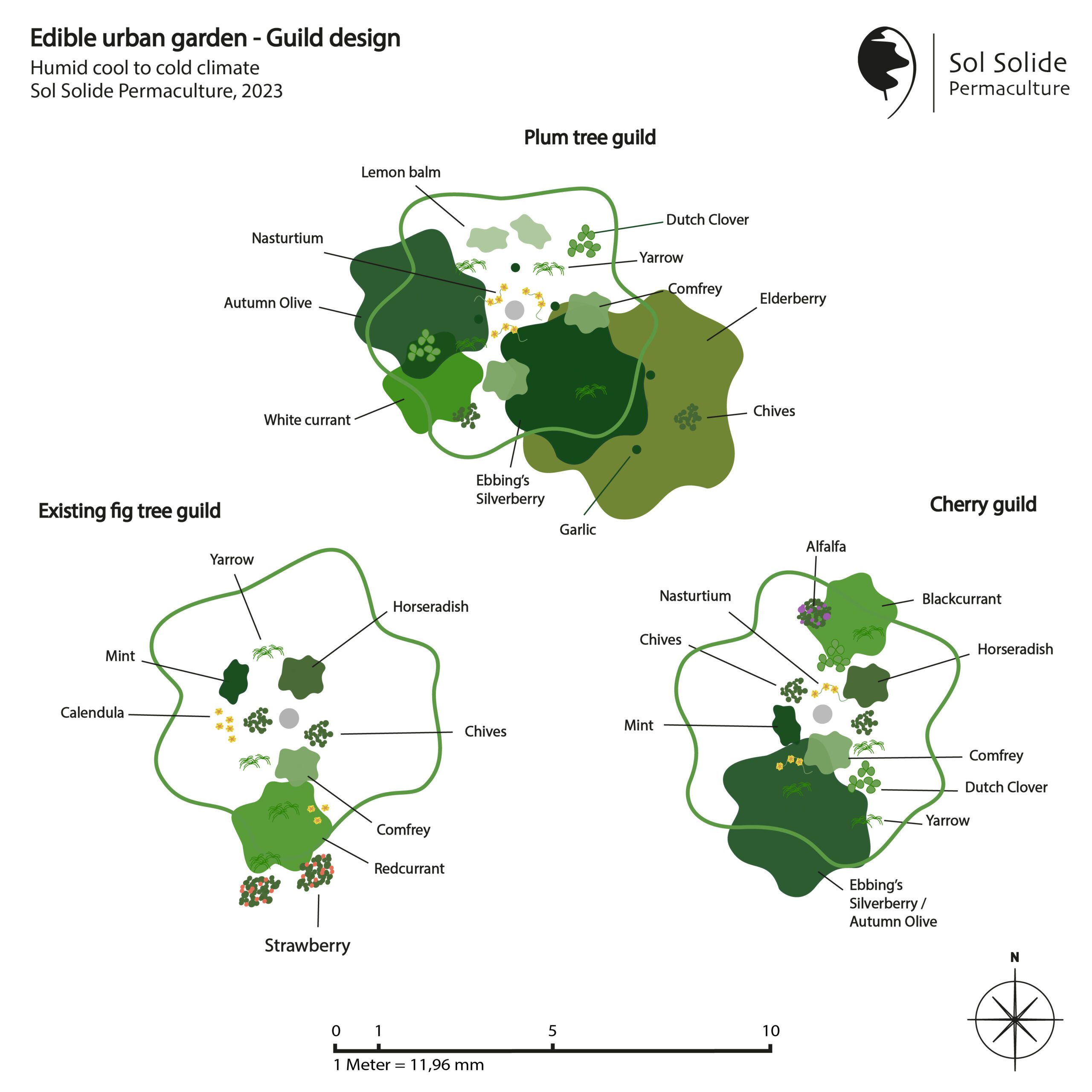Gilde map voor een eetbare stadstuin in Dijon, gemaakt door Sol Solide Permacultuur